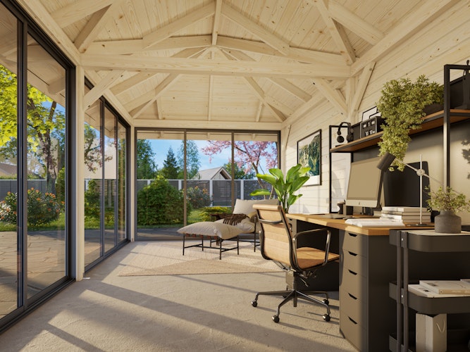 Palmako Pavillon Bianca 16,6 m² Set 502 Slide Plus mit Isolierglas-Schiebetüren