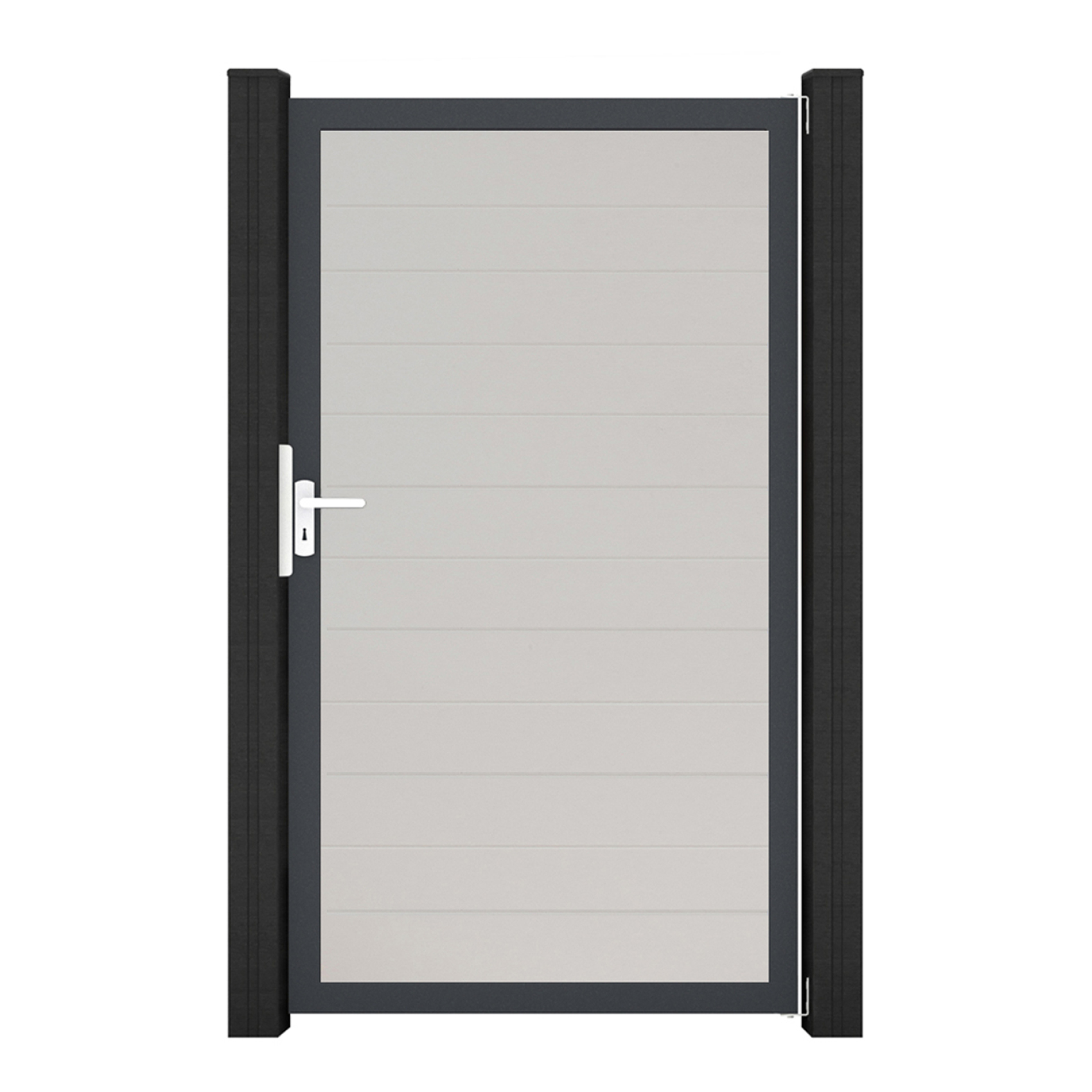 GroJa BasicLine PVC Stecksystem schmal Universal Einzeltor mit Anthrazitrahmen weiss