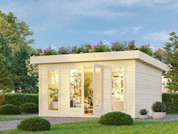 Karibu Gartenhaus Lotus - 38 mm inkl. Dachbegrünungsmaterial naturbelassen