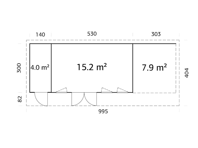 Palmako Gartenhaus Aurelia 19,2+7,9 m² - 44 mm