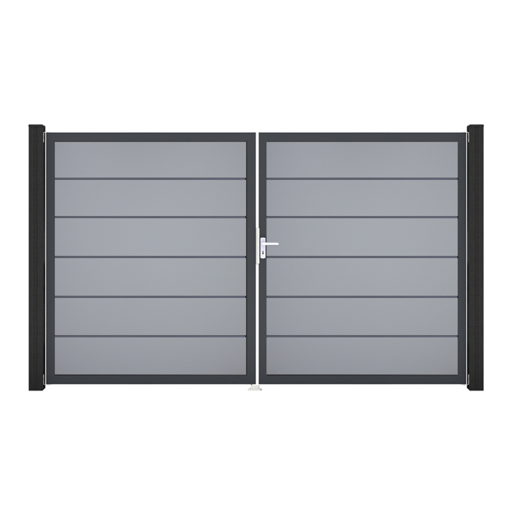 GroJa BasicLine PVC Stecksystem Premium Doppeltor mit Antrazitrahmen 3000 x 1800 mm silbergrau DIN Rechts