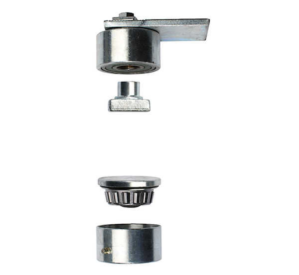 Alberts® Torband m.konischem Walzenlager,galv.blau verz.,LxH Anschweißlasche120x8mm,⌀50mm