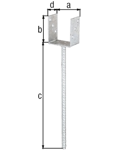 Alberts® U-Pfostenträger 100x60x4mm Betonanker XL Riffelstahl für verschiedene Pfostenstärken