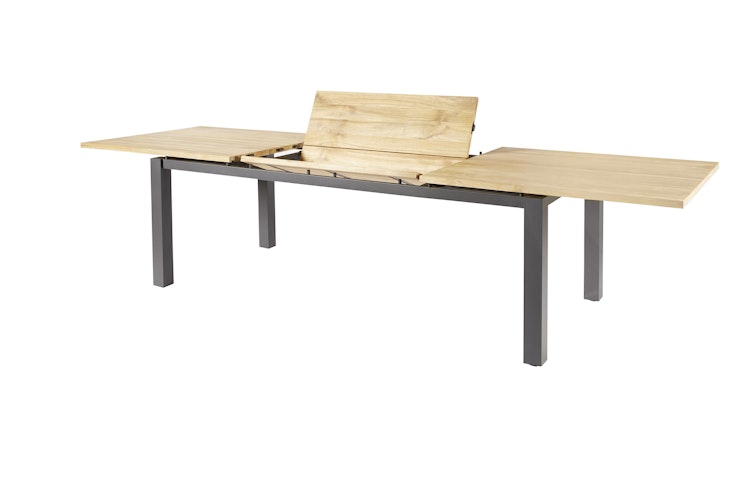 Diamond Garden Ausziehtisch PORTO, Edelstahl Dunkelgrau / Recycled Teak