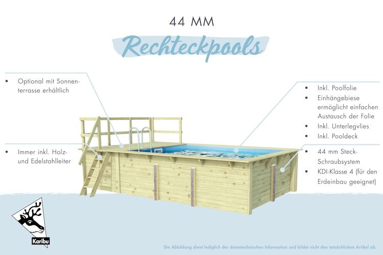 Karibu Rechteck Pool Gr. 2 - 350 x 440 cm - kesseldruckimprägniert
