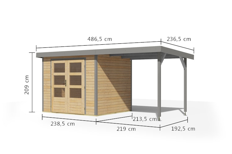 Karibu Metall-Holzgartenhaus Hybridhaus Jupiter A/B/C/D - 19 mm/0,5 mm