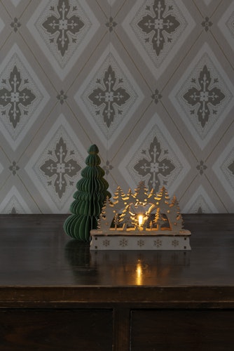 Konstsmide Holzsilhouette Weihnachtsbaum und Weihnachtsmann