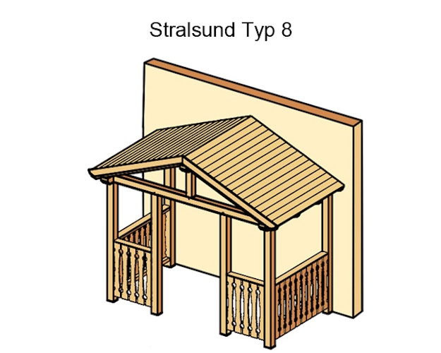 Skan Holz Satteldach Vordach Doppeltür Stralsund