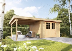 Wolff Finnhaus Gartenhaus Gerätehaus Pulti 34-B  Typ 2 mit 300 cm Seitendach C