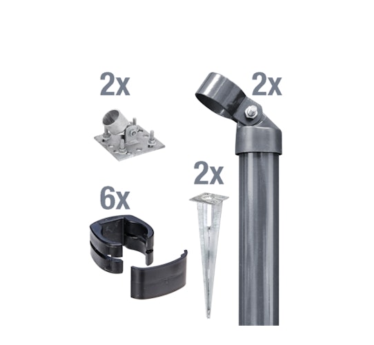 Alberts® Zauneck-Set f. Schweißgitter, anth.-met. kstb.,m.Einschlag-B.,f.Höhe 810 mm 602550