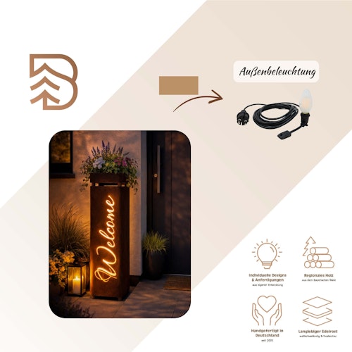 Badeko Metallsäule Graz ,,Welcome" inkl. Schale & Beleuchtung