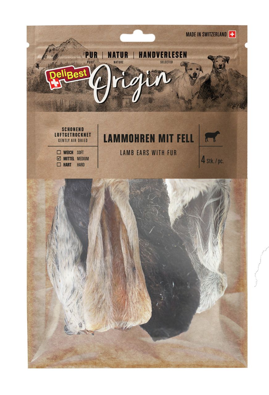 DeliBest Lammohren mit Fell Hundekauartikel