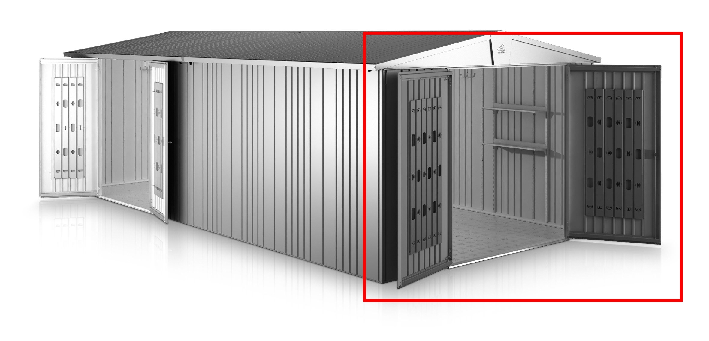 Biohort Europa extrabreite Zusatztür 171 x 171 cm zusätzlich zur Standardtür-silber-metallic