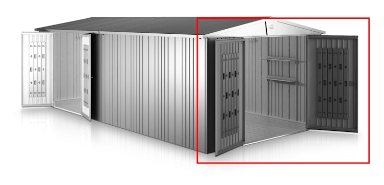 Biohort extrabreite Tür 171 x 171 cm im Austausch mit Standardtür für Gerätehaus Europa