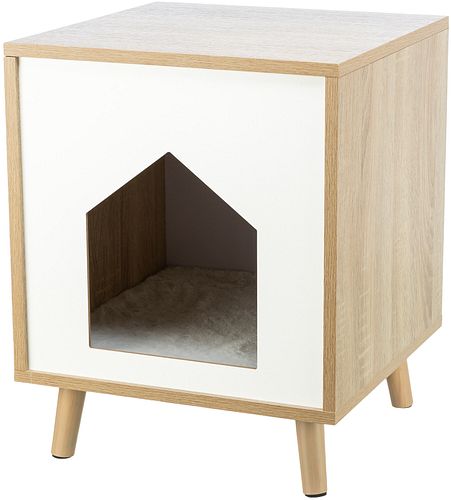 TRIXIE Höhle Isa, Holzoptik, 40 × 50 × 40 cm, hellbraun/weiß