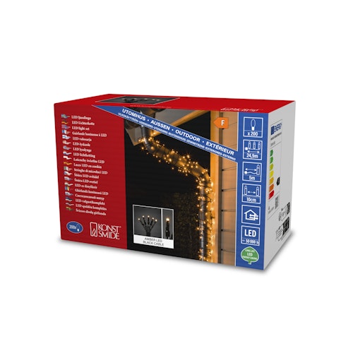 Konstsmide Weihnachtsbeleuchtung LED Lichterkette, 200 bernsteinfarbene Dioden