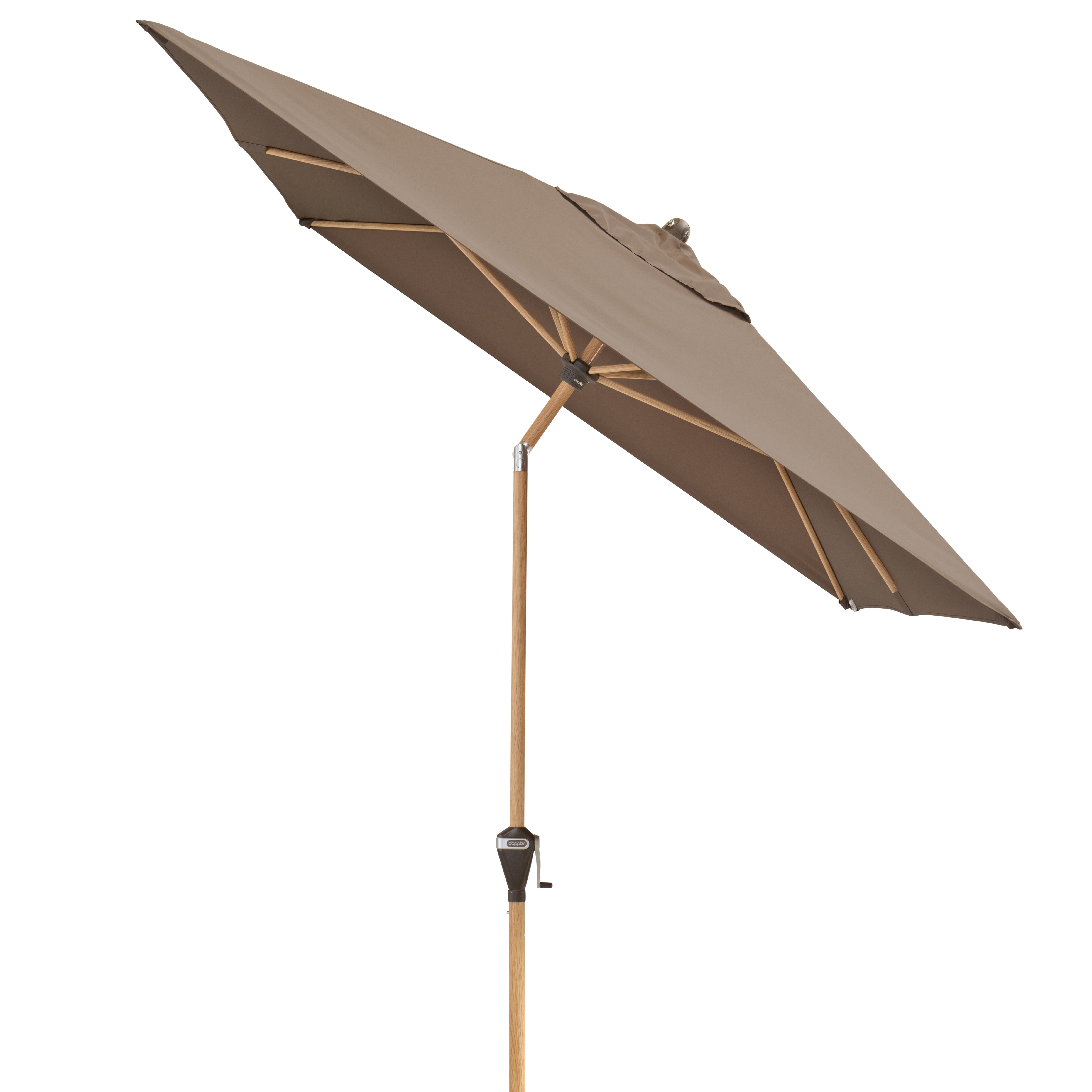 doppler Mittelmastschirm ALU WOOD 300 x 200 Auto-Tilt, Aluminium Esche-Optik / 100 % Polyester 180 g/m²