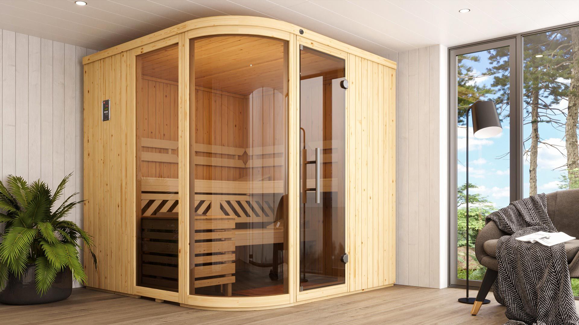 Weka Element-Designsauna Sara 1 Sparset inkl. Ofen - 68 mm - "Alles dabei"