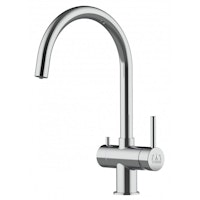 3 Wege Wasserhahn Küchenarmatur, Edelstahl Massiv mit 360° schwenkbarem U-Auslauf, Hochglanz Poliert