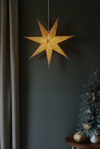 Konstsmide Weihnachtsbeleuchtung Weihnachtsstern Leinenoptik in hanffarben, 60 cm