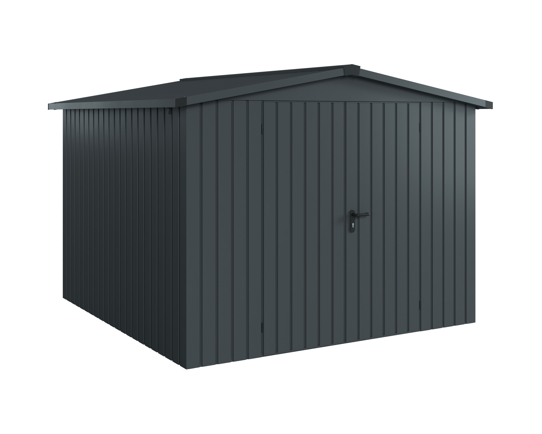 Hörmann Metall-Gerätehaus EcoStar EuroLine mit Satteldach B 262 x T 262 cm (ESD 10), Motiv Modern (mit schmalen Lamellen...