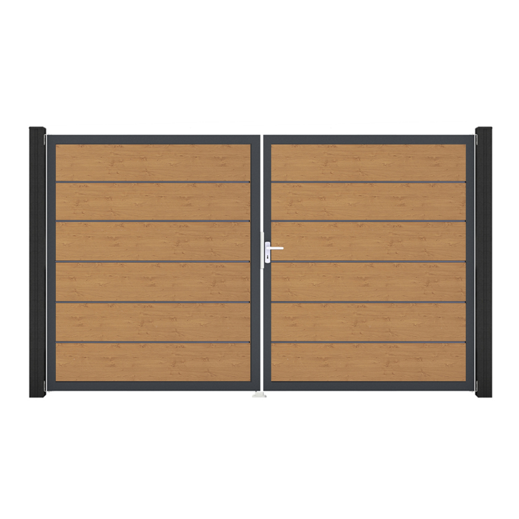 GroJa BasicLine PVC Stecksystem Premium Doppeltor mit Antrazitrahmen 3000 x 1800 mm asteiche_natur DIN Rechts