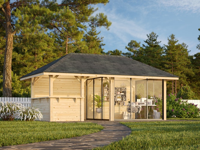 Palmako Pavillon Bianca 16,6 m² Set 508 Slide Plus mit Isolierglas-Schiebetüren