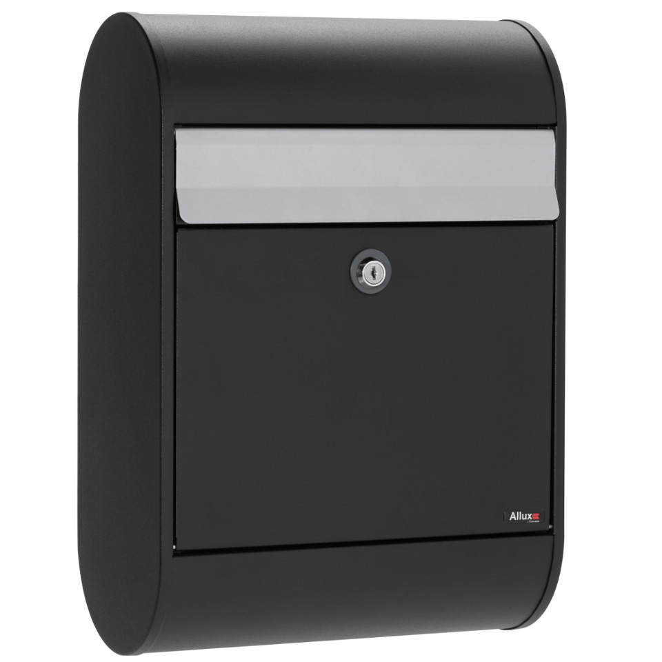 ALLUX 5000 Design Briefkasten - Schwarz, Alugefärbter Einwurf Euro Schloss