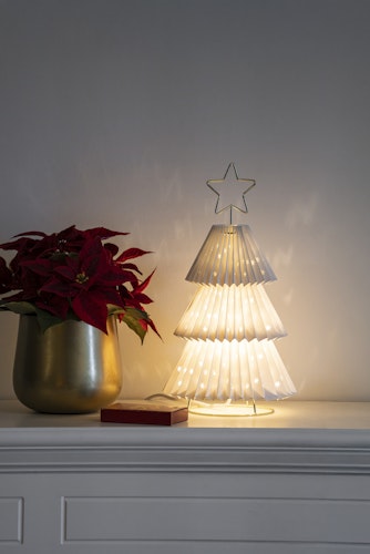 Konstsmide Weihnachtsbeleuchtung Dekobaum aus Papier mit Stern, weiß