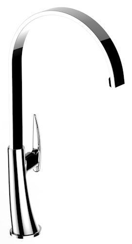 Wasserhahn Küchenarmatur, LEAF, mit 360° schwenkbarem flachem U-Auslauf, Verchromt