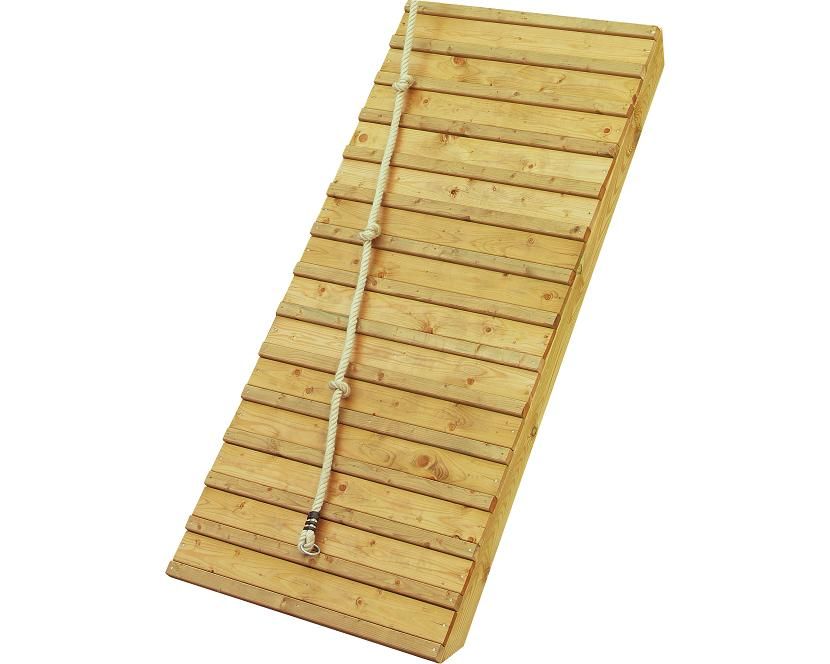 Akubi Holzrampe mit Klettertau für Gernegroß, Benjamin, Fidel (für Podesthöhe 150 cm)