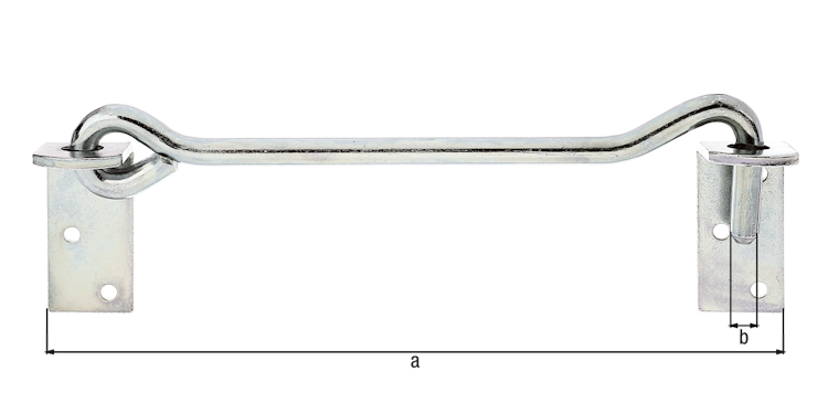 Alberts® Sturmhaken, m. Gegenpl., galvanisch verzinkt dickschichtpassiviert, ,z.Anschrauben,Gesamtl. 590 mm,Haken ⌀12 mm 209223