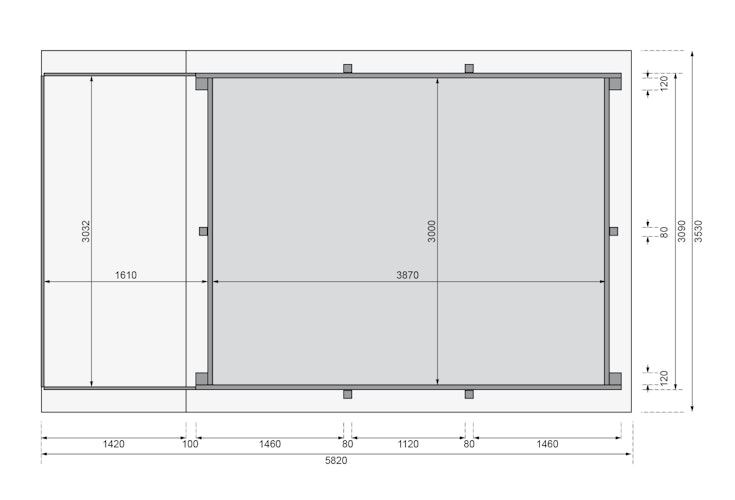 Karibu Rechteck Pool Gr. 2 - 350 x 440 cm - kesseldruckimprägniert