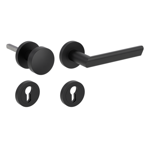 Griffwerk Wechselgarnitur TRI 134 Schraubtechnik GK3 Rosetten rund Knopf R2 Graphitschwarz R