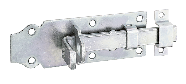Alberts® Schlossriegel ,m .flachem Griff, gerade, m. Schlaufe, galvanisch verzinkt dickschichtpassiviert, Platte LxB120x44mm 116767