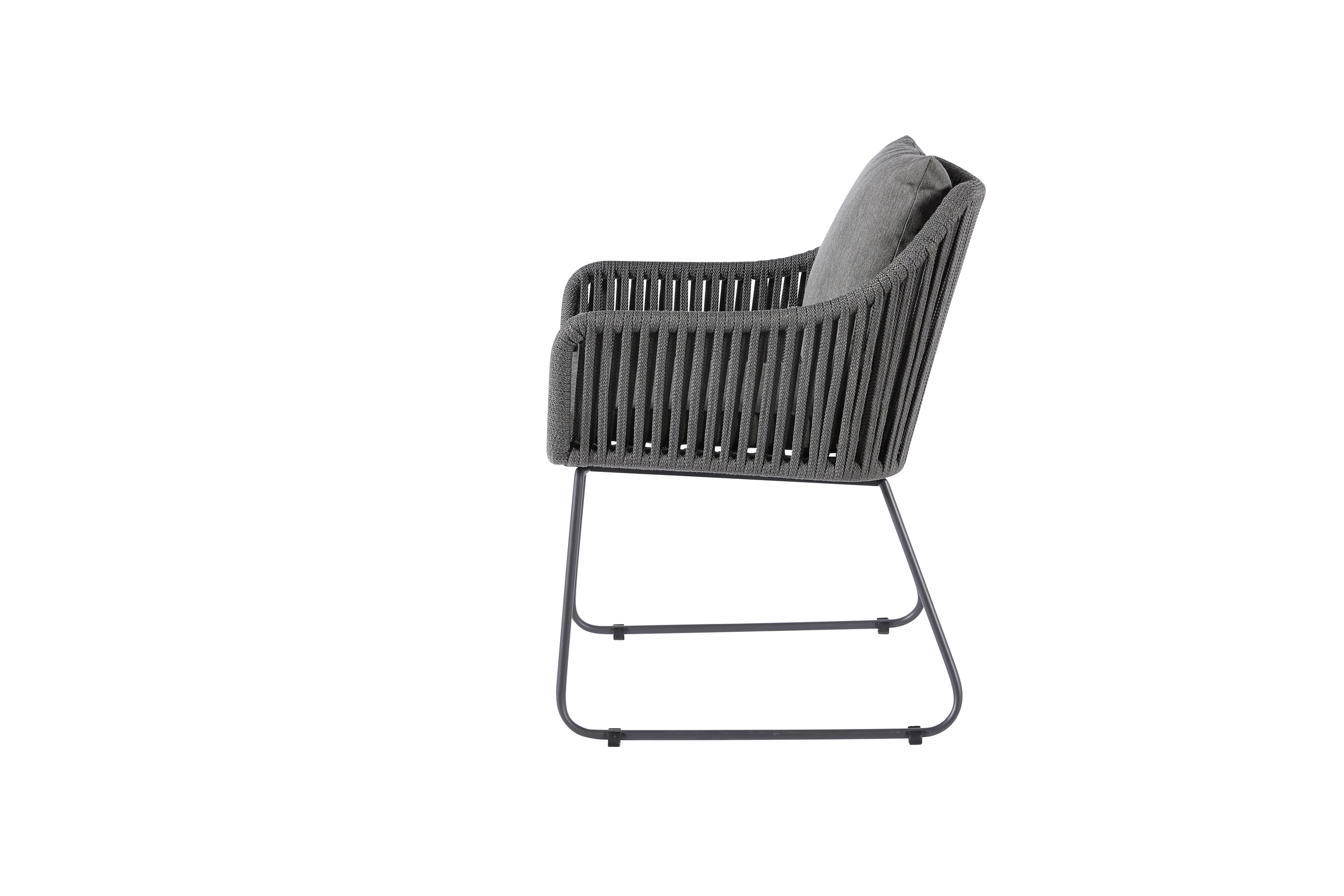 Diamond Garden Stuhl KRETA, Edelstahl Dunkelgrau / Rope Dunkelgrau / Kissen Sunproof (100 % Polypropylen) Dunkelgrau