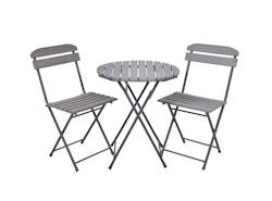 Garden Pleasure Balkon-Set LUGO, Klapptisch Ø 60 + 2 Klappstühle, Stahl Dunkelgrau / Nonwood Grau