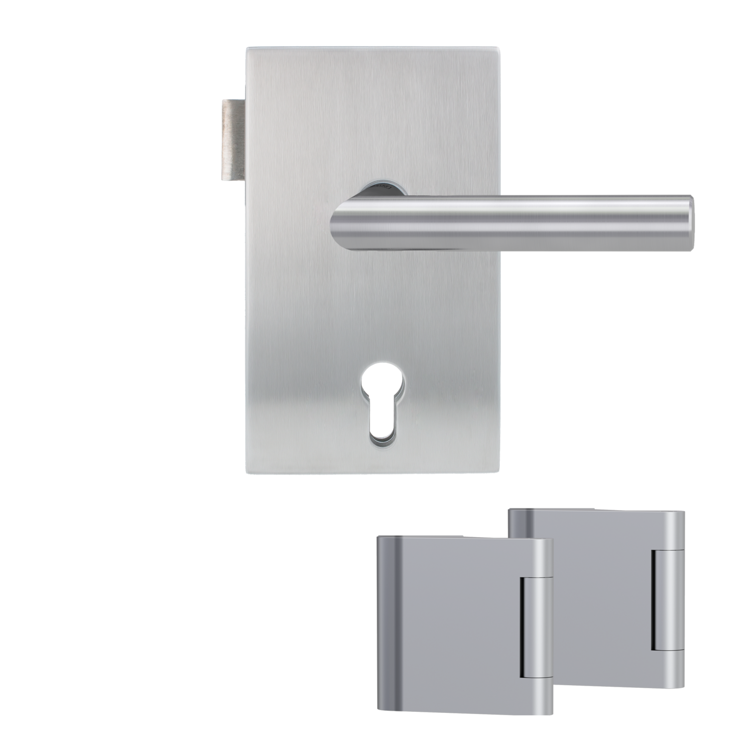 Griffwerk QUATTRO 1.0 -Edelstahl matt Ganzglastürbeschlagset -Office/Office -mit Griff LUCIA PROF EM -PZ re