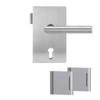 Griffwerk QUATTRO 1.0 -Edelstahl matt Ganzglastürbeschlagset -Office/Office -mit Griff LUCIA PROF EM -PZ re