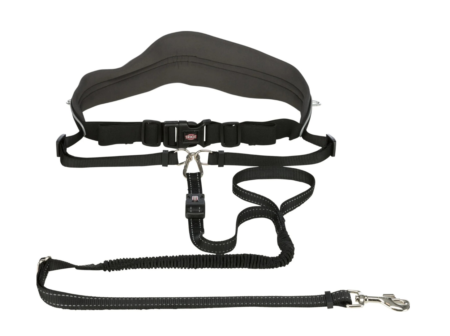 TRIXIE Bauchgurt mit Leine, neoprengepolstert, Gurt: 70–130 cm/9 cm, Leine: 1,20–1,50 m/25 mm, grafit/schwa