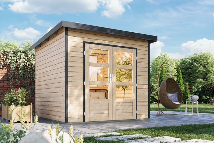 Karibu Metall-Holzgartenhaus Hybridhaus Pluto A/B - 28 mm/0,5 mm