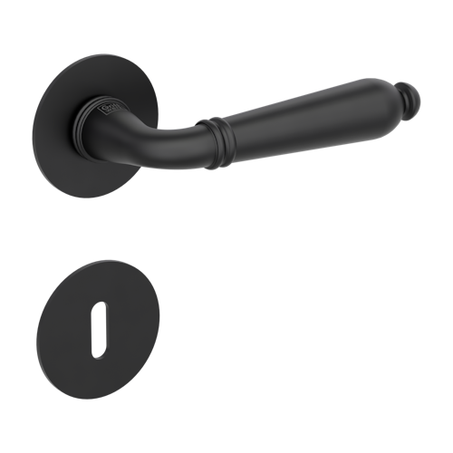 Griffwerk CAROLA PIATTA S -Graphitschwarz Rosettengarnitur rund -Flachrosette -BB TS 37-45mm