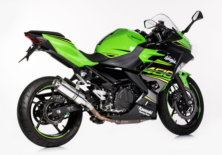 HURRIC SLIP-ON Schalldämpfer Supersport Aluminium poliert für KAWASAKI Ninja 400,Z400