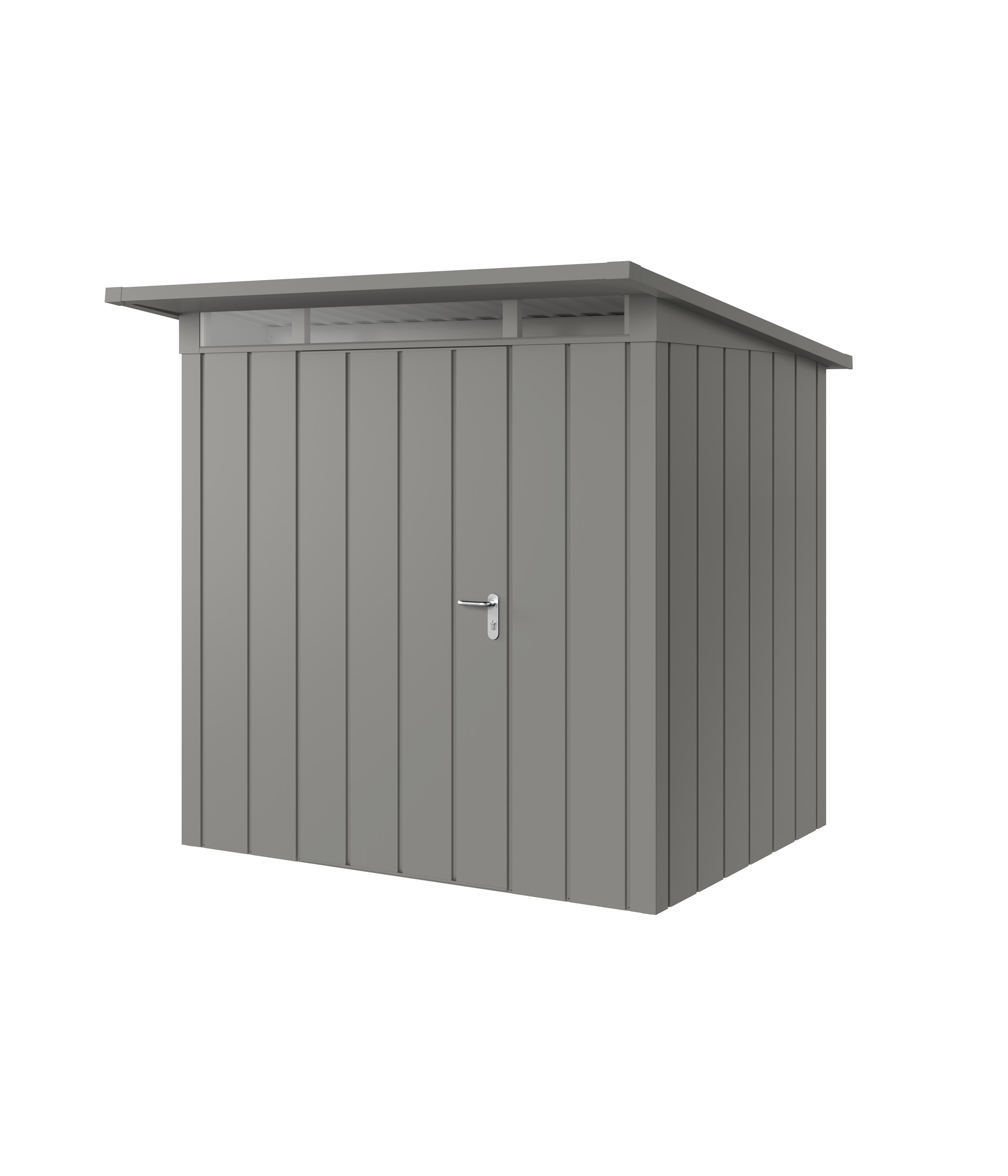 Hörmann Metall-Gerätehaus Juno JPD mit Pultdach B 214 x T 166 cm (JPD 4) Motiv Modern (mit schmalen Lamellen) Einzeltür ...