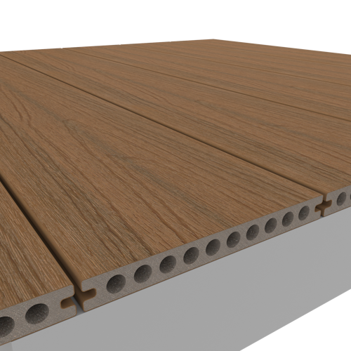 NewTechWood Gigangte Vintage WPC-Terrassendiele Hohlkammer Teak  23 x 210 mm