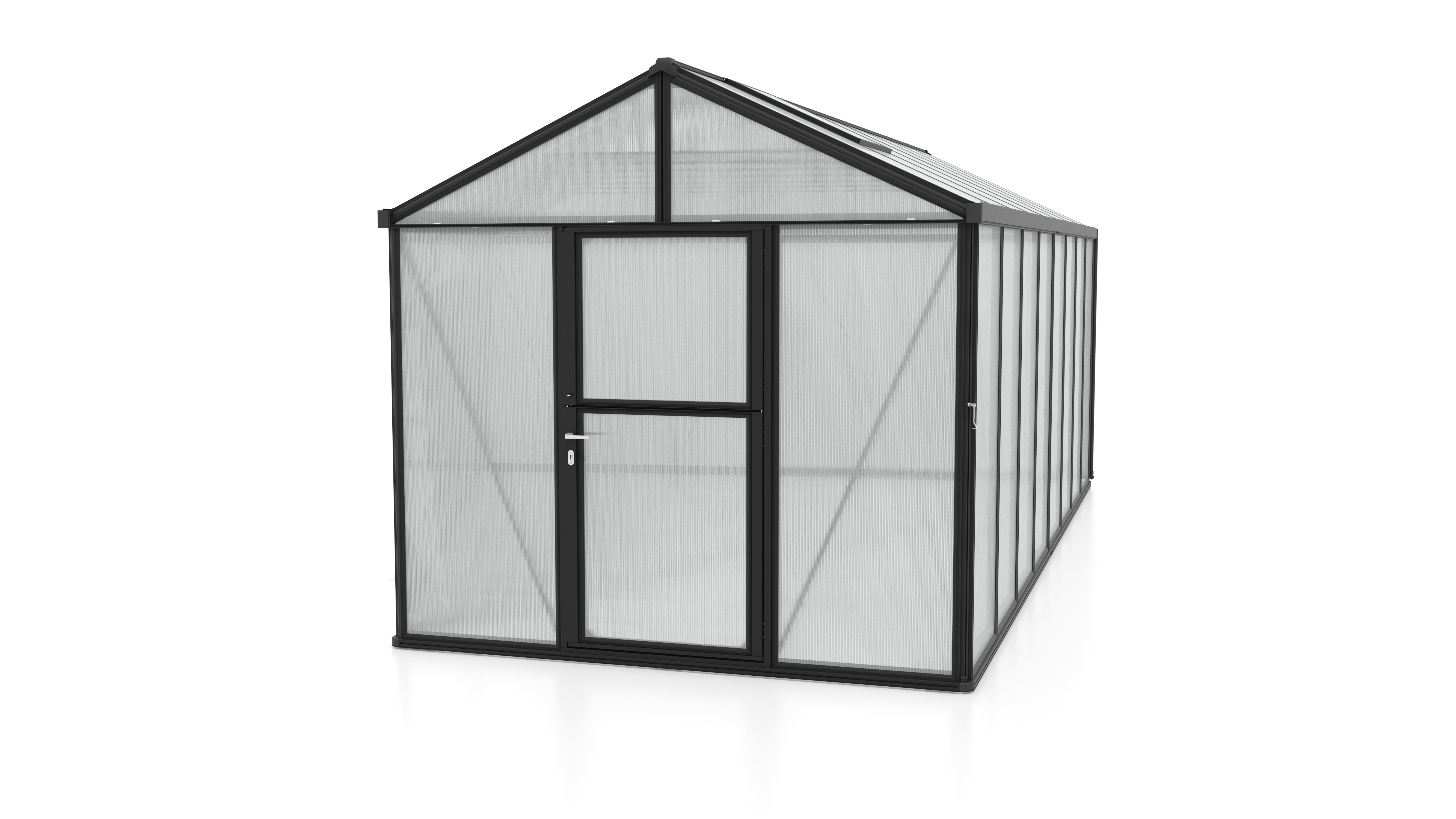 Vitavia Gewächshaus Zeus 15700 inkl. 3 Dachfenstern - 15,7 m² -schwarz-10 mm Hohlklammerplatten