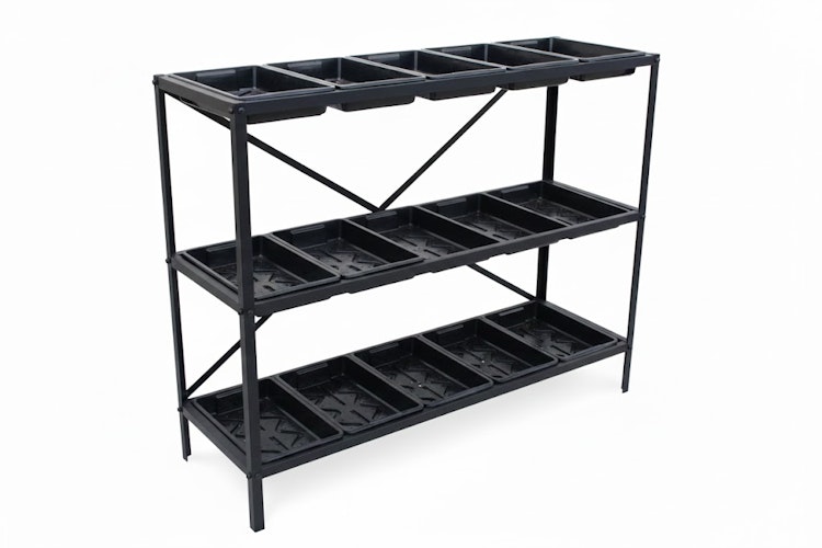 Halls Gestell für Anzuchtschalen - 3 Sektionen – Schwarz - 119 x 40 cm 