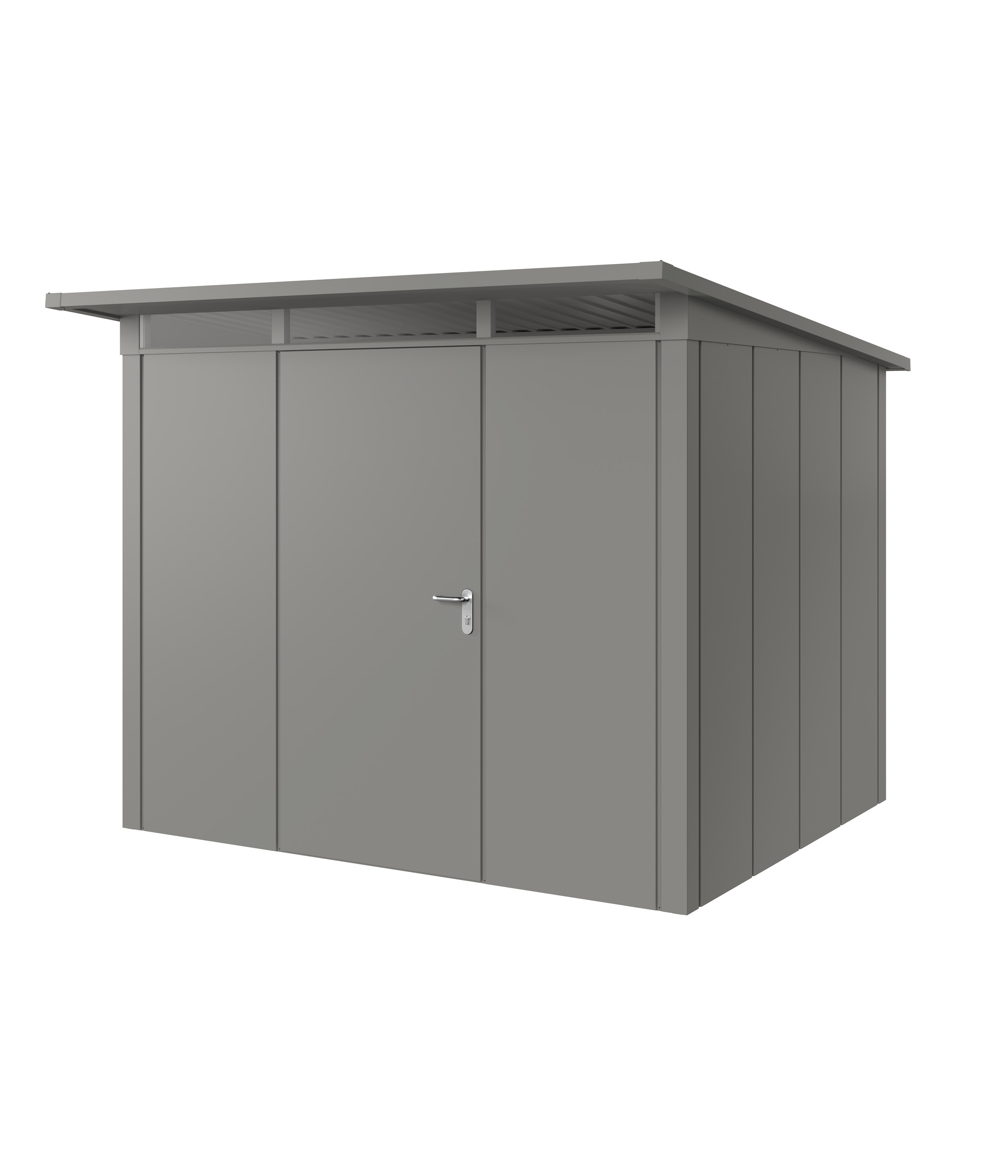 Hörmann Metall-Gerätehaus Juno JPD mit Pultdach B 262 x T 214 cm (JPD 9) Motiv Design (mit breiten Lamellen) Einzeltür T...