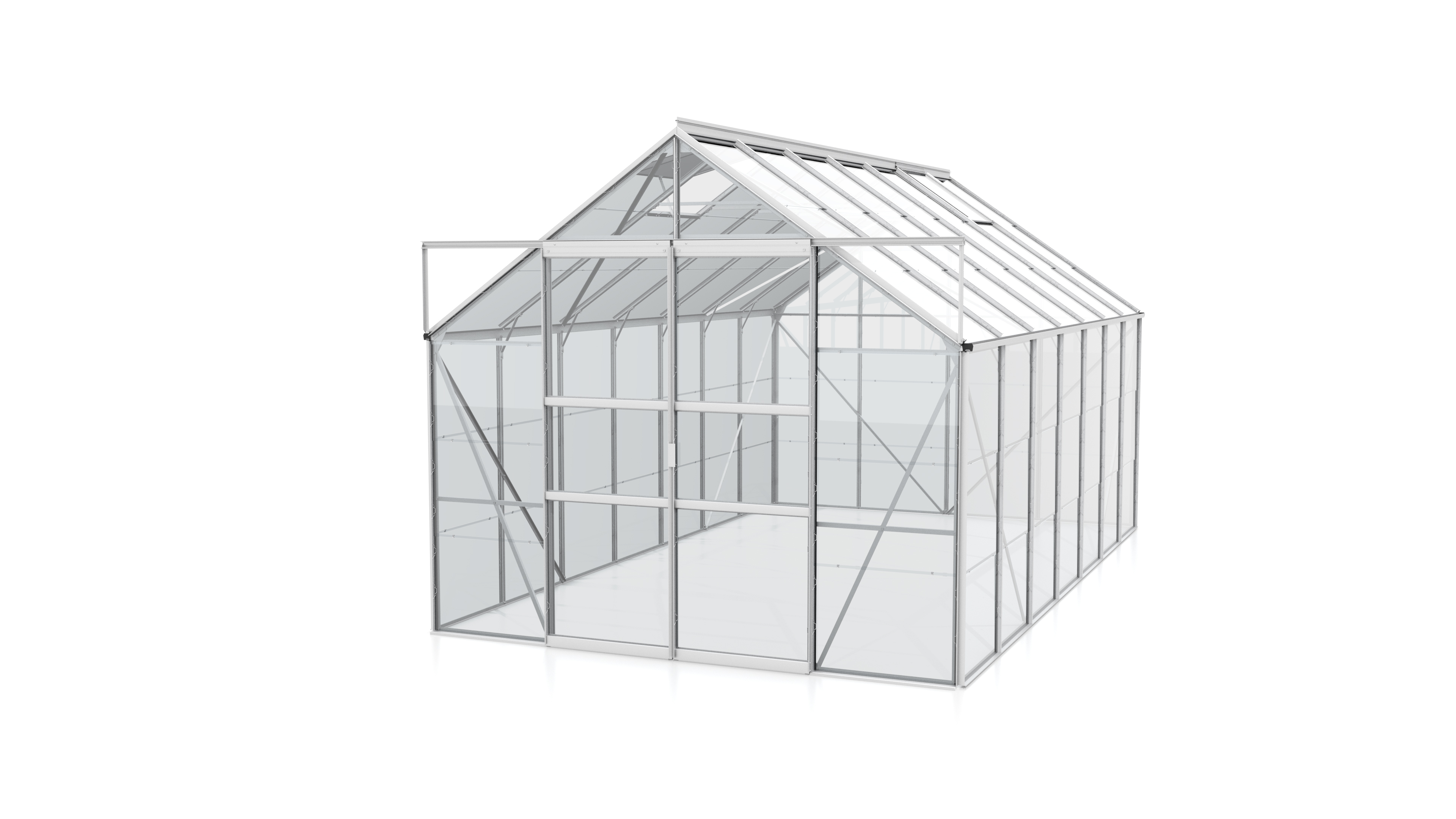 Vitavia Gewächshaus Mars 11500 inkl. 2 Dachfenstern - 11,5 m² -Alu-blank eloxiert-3 mm Einscheibensicherheitsglas