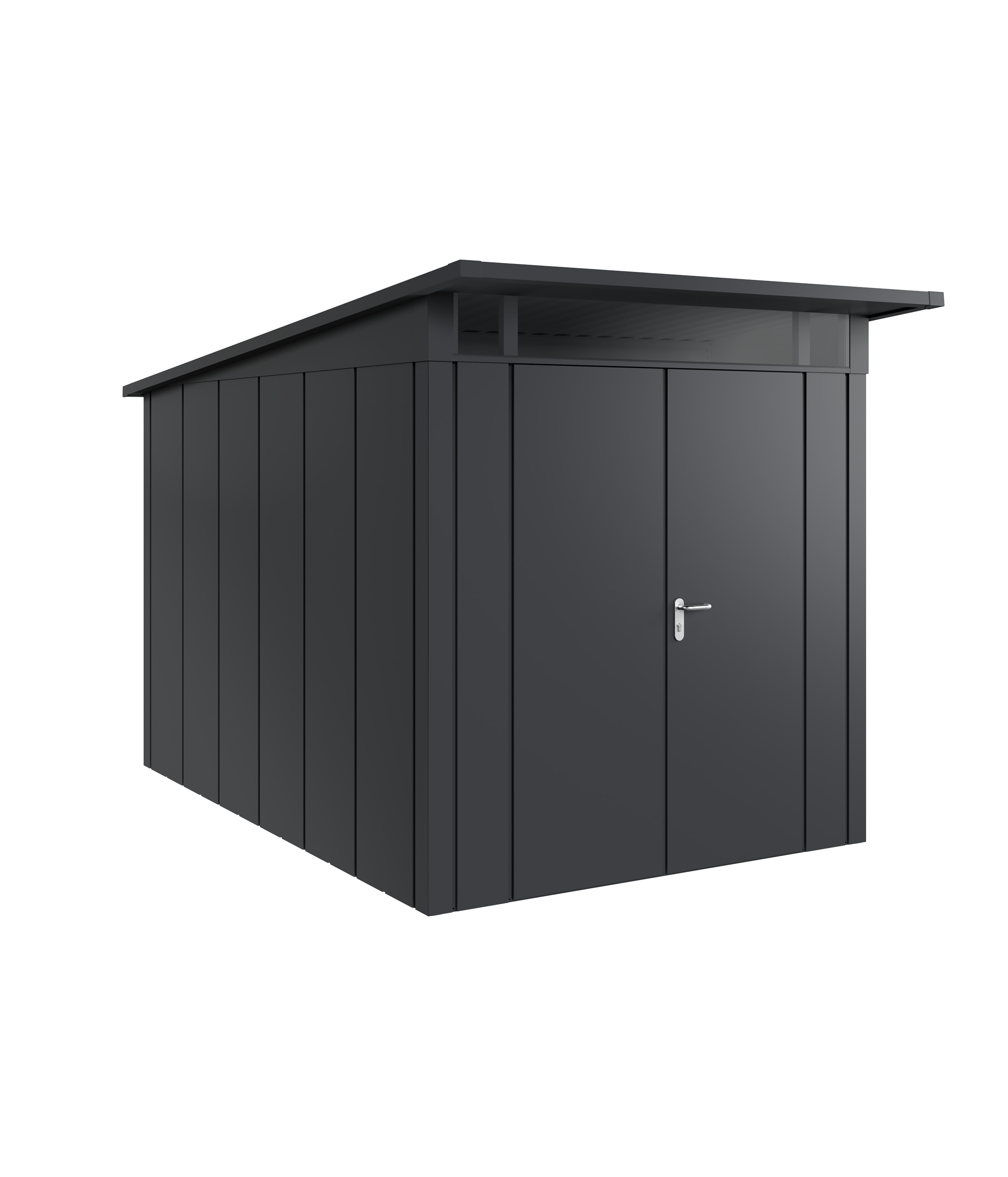 Hörmann Metall-Gerätehaus Juno JPD mit Pultdach B 214 x T 310 cm (JPD 7) Motiv Design (mit breiten Lamellen) Doppeltür A...